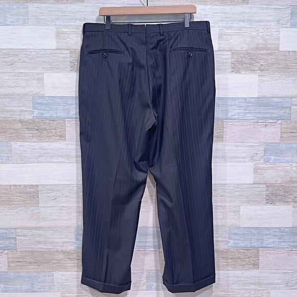 Ing Loro Piana Italy Wool Striped Suit Black Stripe Daniel Cremieux Mens 44S 37W - Picture 11 of 13